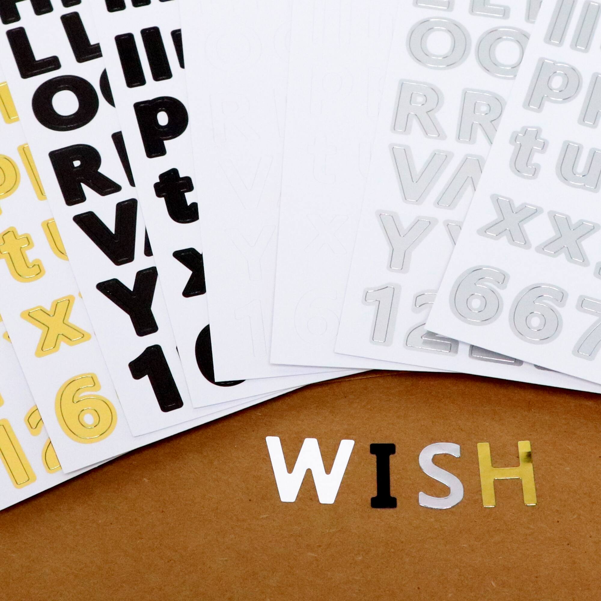 Black, Gold, Silver & White Modern Letter & Number Stickers by Recollections™